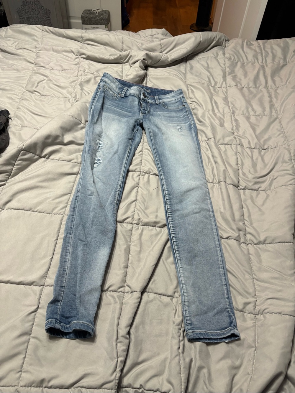 Maurices Light Blue Skinny Jeans with Subtle Distress